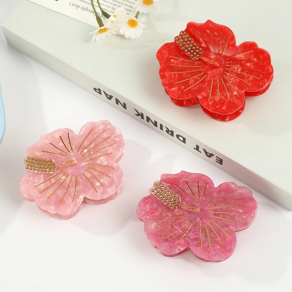 

NEW Sweet Flower Series Peach Blossom Hair Claw Acetate Claw Clips Korean Style Crab Hair Clips for Women Girls Hair Accessories