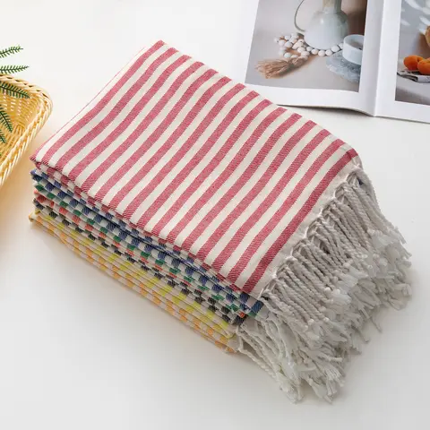 Cotton Turkish Striped Beach Towel 90*180CM Sauna Spa Gym Sport Fitness Fringed Bath Towel Kitchen Soft Absorbent Quick Drying