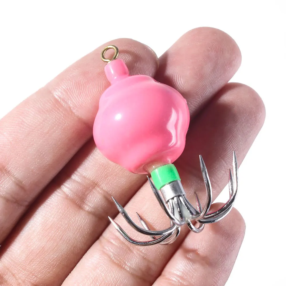 Aguja de calamar en caja de Color luminoso, cebo falso de madera para camarones, anzuelo de pesca de calamar, señuelo biónico para corredor de carretera