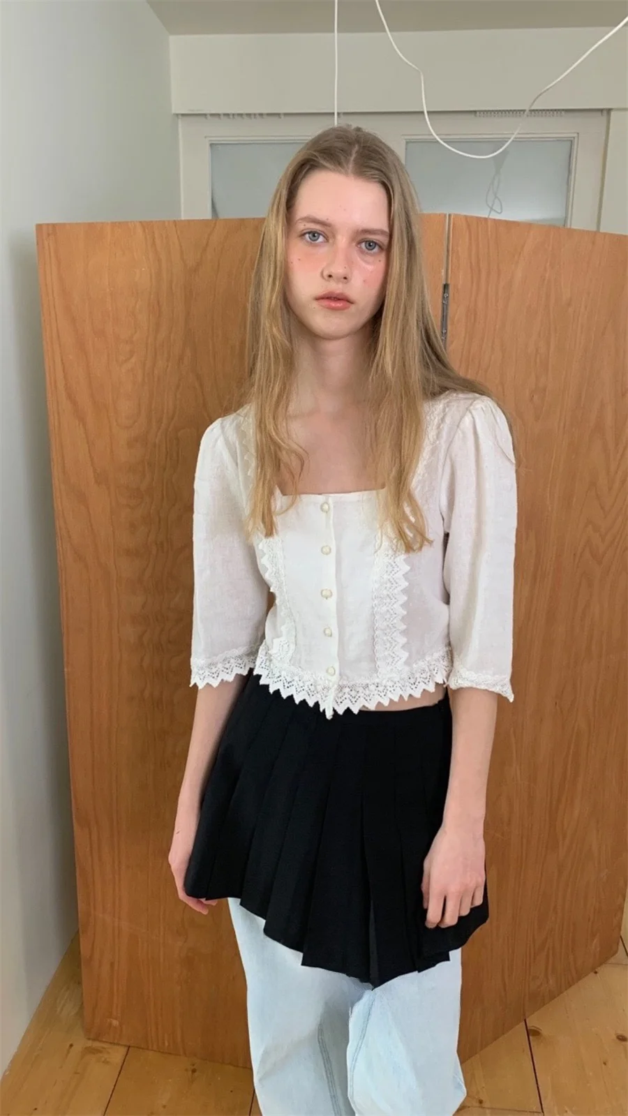 

Preon Summer New Faion College Sle ort Плиссированная юбка Smoothmood с высокой талией Пригородный вид Повседневный другой материал