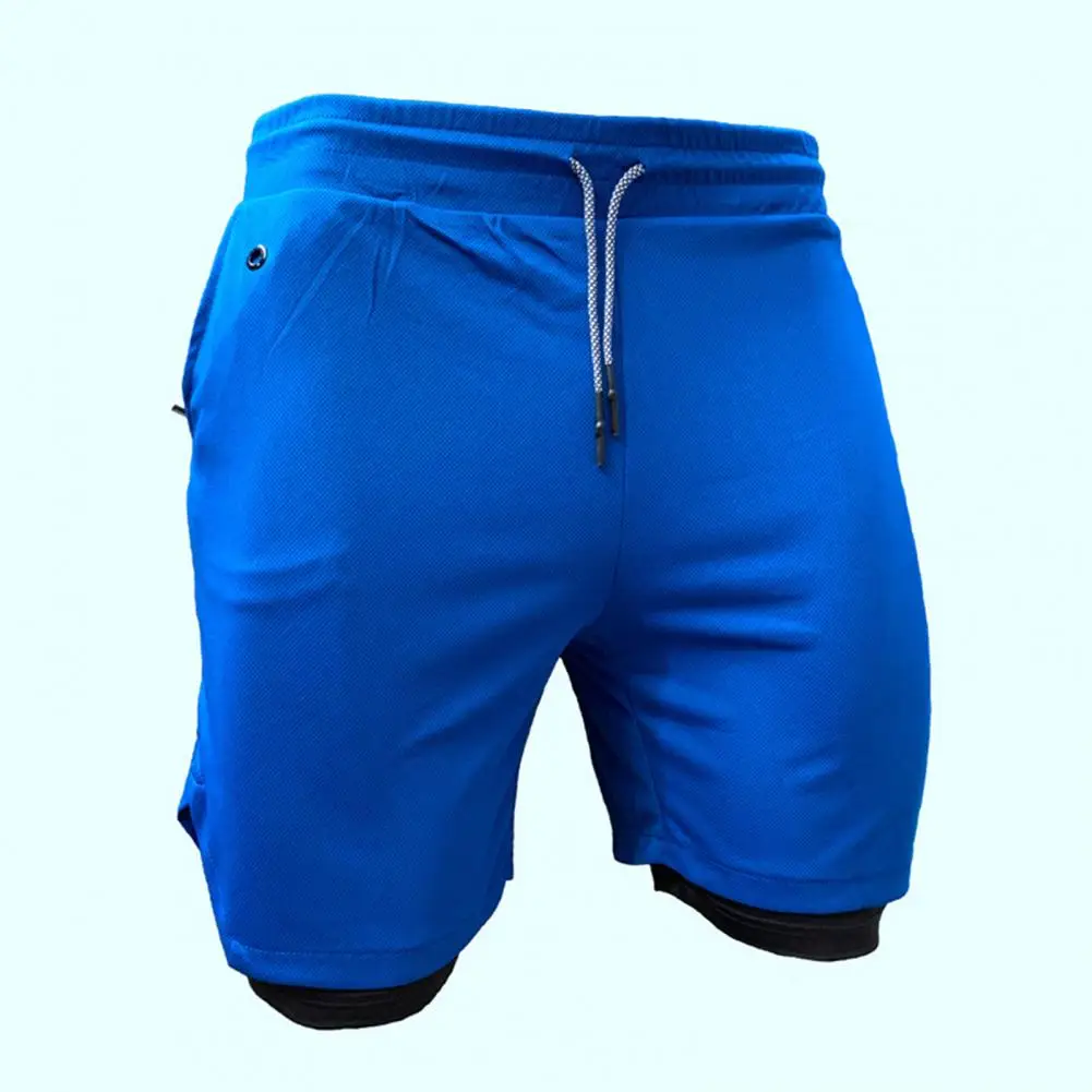 Running Shorts Double Layer Fake Two Piece Men Shorts Drawstring Gym Shorts Fitness Men Jogger Sports Shorts Workout Short Pants