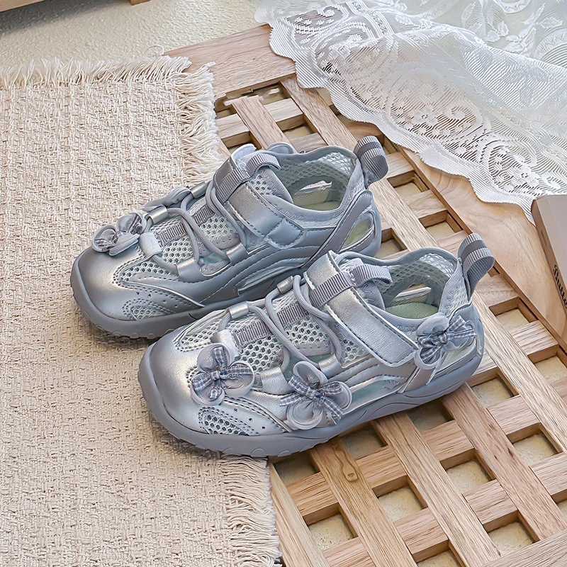 Girls Sports Sandals Hollowed-out Soft Sole Kids Princess Casual Shoes Mesh Breathable 2026 Summer New Children Fashion Shoes