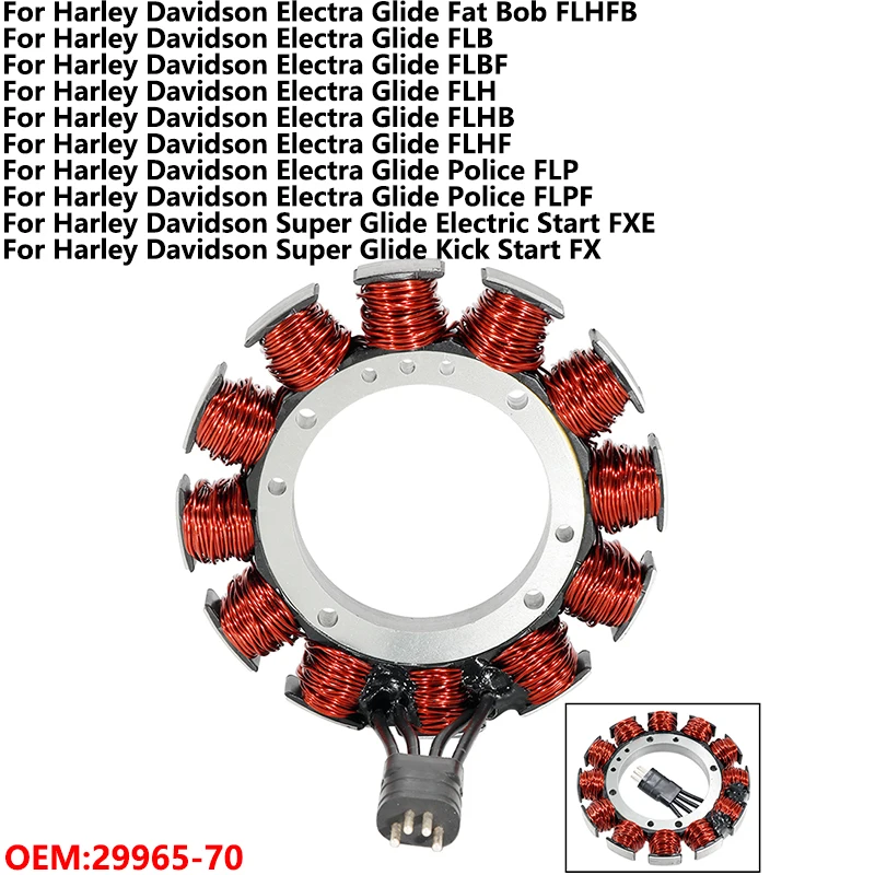 

OEM:29965-70 Motorcycle Ignition Magneto Stator Coil For Harley Davidson Electra Glide Fat Bob FLHFB Super Glide Kick Start FX