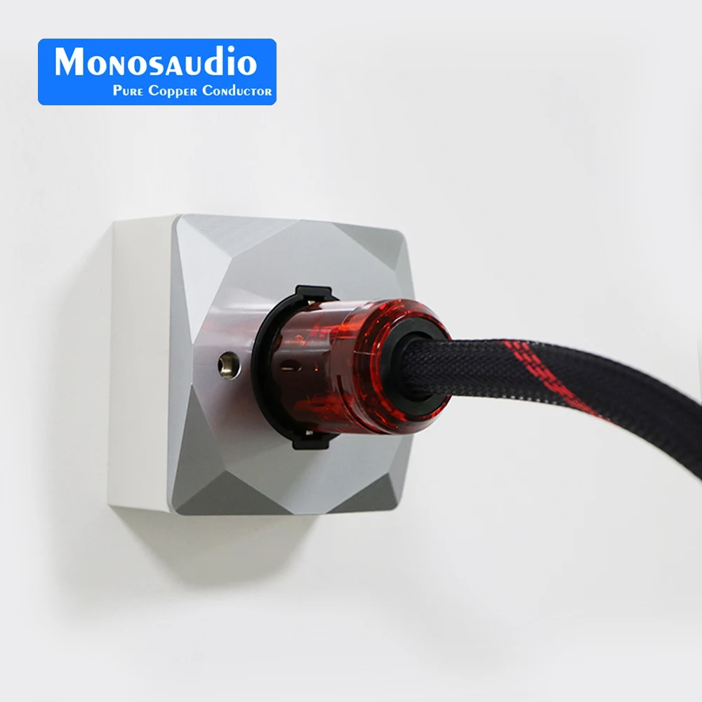 Monosaudio E86+ES3R Pure Copper Rhodium plated Schuko Sockets Wall Socket Plug Power Outlet Schuko Wall Electrical Power Socket