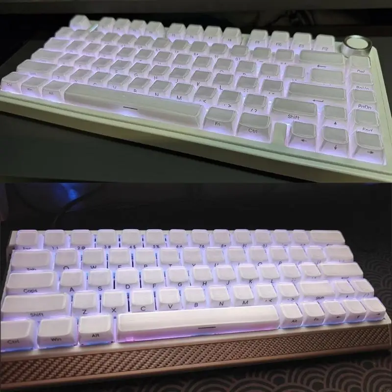 Crystal Jelly Side-Printed Keyboard Keycap Set, OEM Profile Mixed Material Build, 113-Key for Typing, Gaming, and F19E