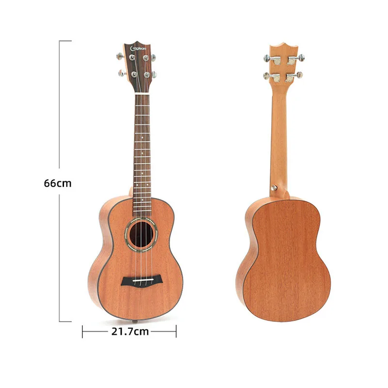 Ukulele Mahogany Body Rosewood Fingerboard, Nylon String, Closed String, Knob Edge Design, Stringed Instrument, 26