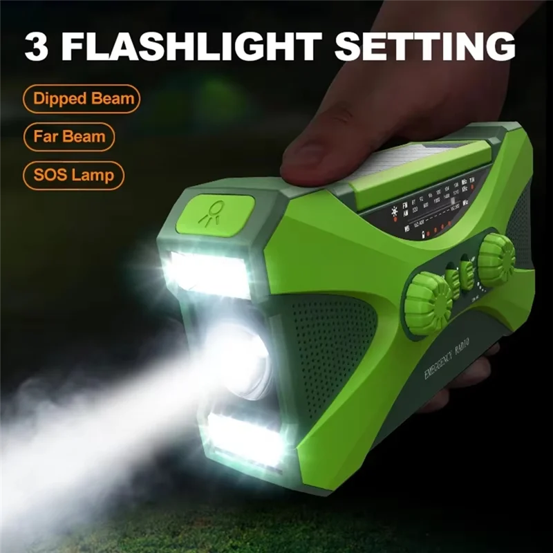 

B48B-Solar Emergency Radio 10000Mah, Hand Crank, AM/FM/NOAA, SOS Alert, Flashlight, Reading Lamp, Phone Charger