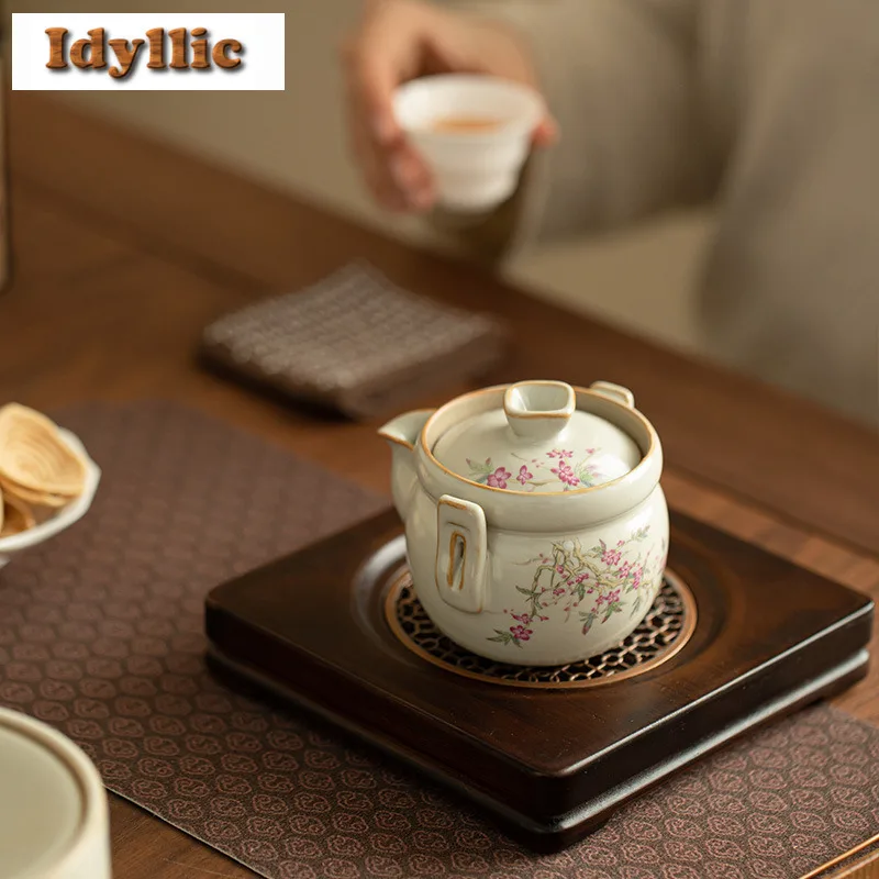 160 مللي رو فرن زهر الخوخ اليد انتزاع إبريق الشاي المساعد على التحلل الشاي القديم وعاء صنع الشاي غلاية مع فلتر Puer Teaware لوازم الحرفية #5