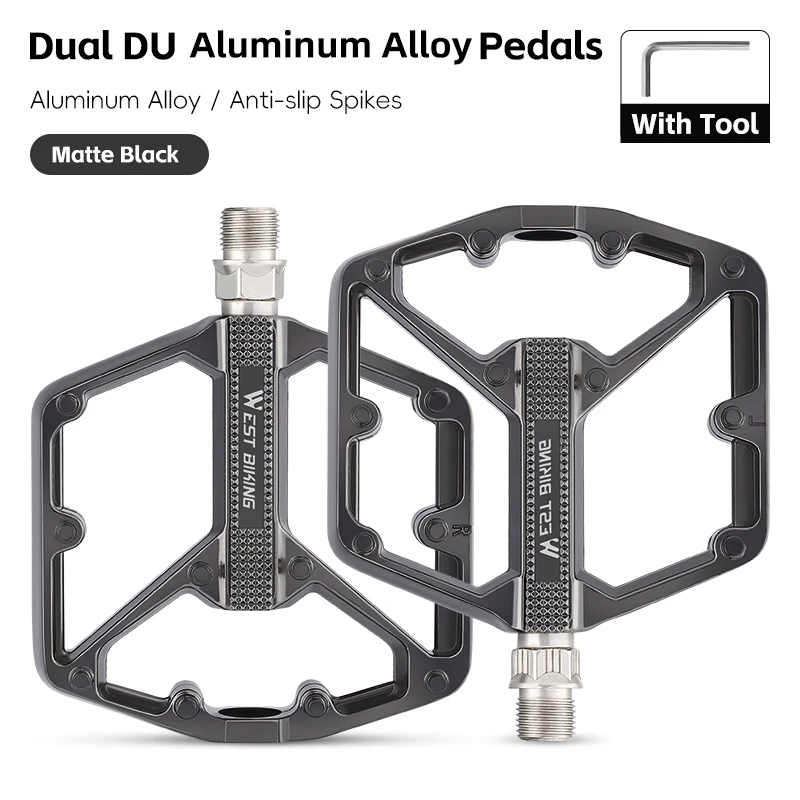 WEST BIKING Dual DU Fietspedalen Aluminiumlegering Verbreedde Antislip Fietspedaal Lichtgewicht Fietspedaal MTB Racefiets Accessoires