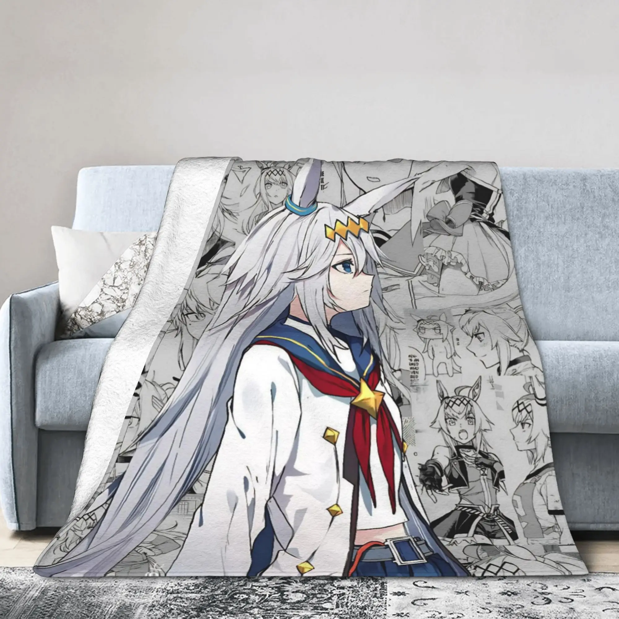 Oguri Cap Blanket Cover Uma Musume Pretty Derby Fuzzy Throw Blankets Bed Sofa Printed Ultra-Soft Warm Bedspread