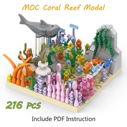 216 Pcs Ocean Coral Reef Model Set Building Blocks Underwater World Shark Seaweed Grass Bush Fish MOC Bricks Kid Assembly Toys