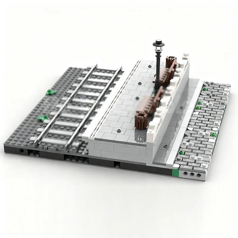 نموذج عرض الشارع MOC قوالب بناء محطة القطار منصة الجلوس وحدات التكنولوجيا الأطفال هدايا العيد تجميع لعبة البدلة #3