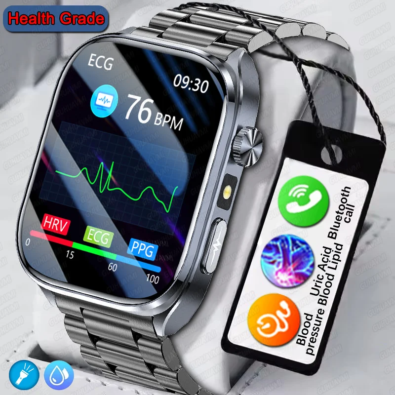 

2025New ECG+PPG Health Grade Smartwatches Men Uric Acid Lipid Blood Pressure Heart rate Tracker Sports Smart Watch Women For IOS