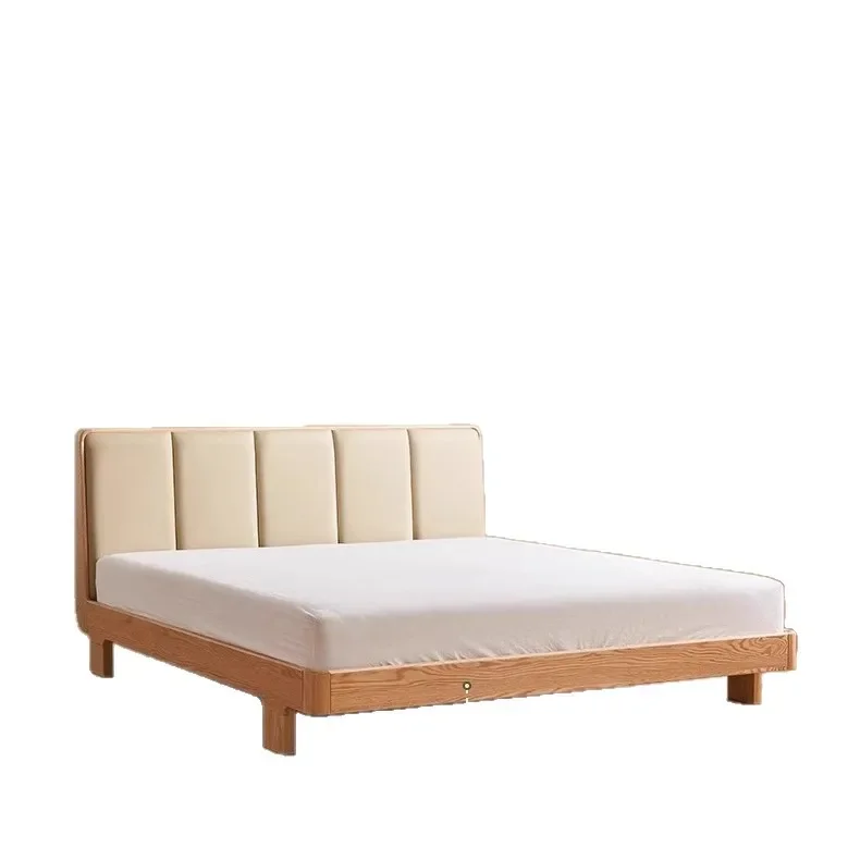 

New walnut solid wood bed, single bed leather soft bag