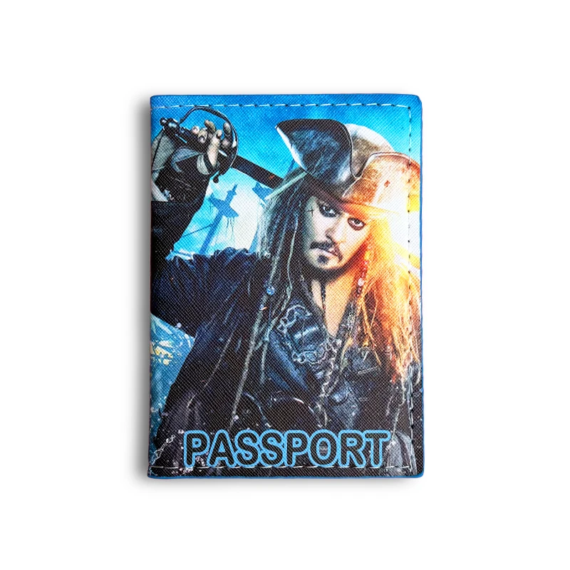 Disney Jack Sparrow Passport Cover Boys Credit Card Case Men PU Leather Travel Passport Holder Ticket ID Cards Holders