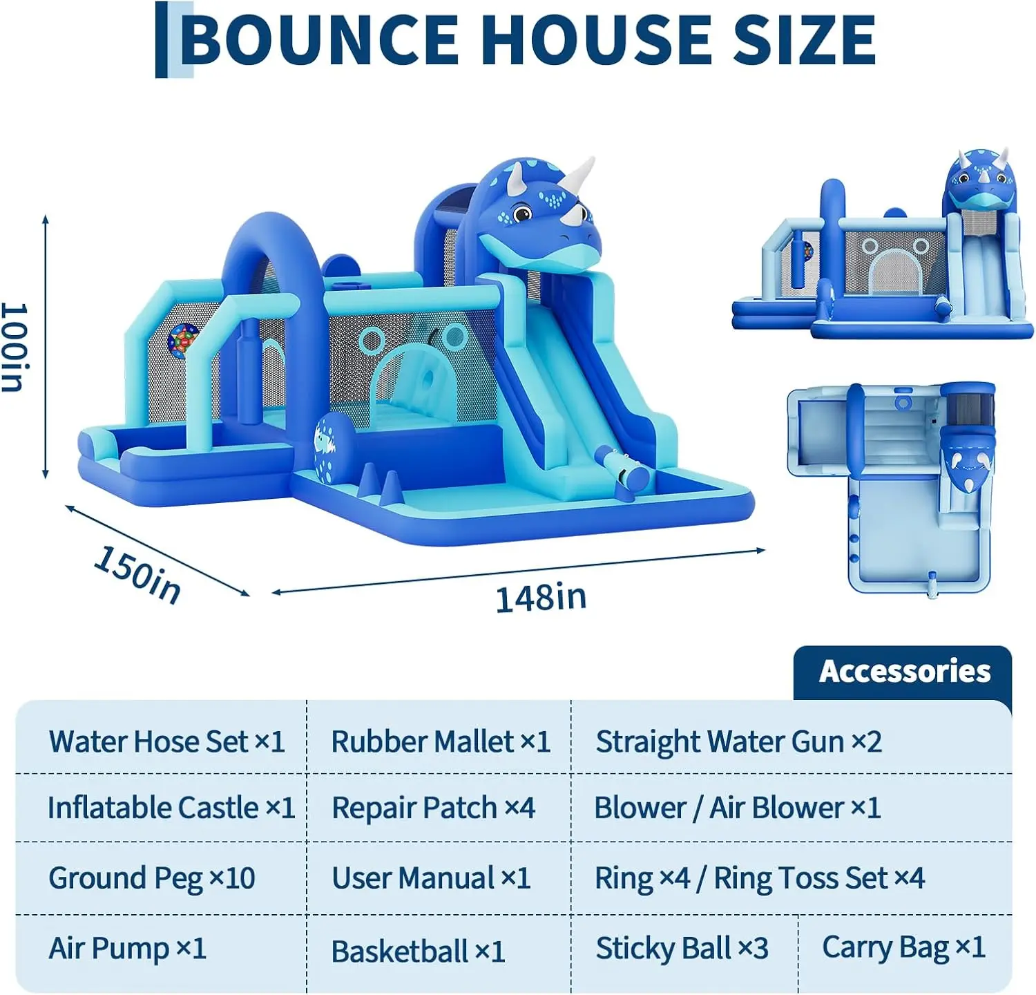 Aufblasbares Hüpfburg, aufblasbares Hüpfburg mit Gebläse, Rutsche/Hindernisse/Trampolin/Ballgrubenpool für drinnen und draußen