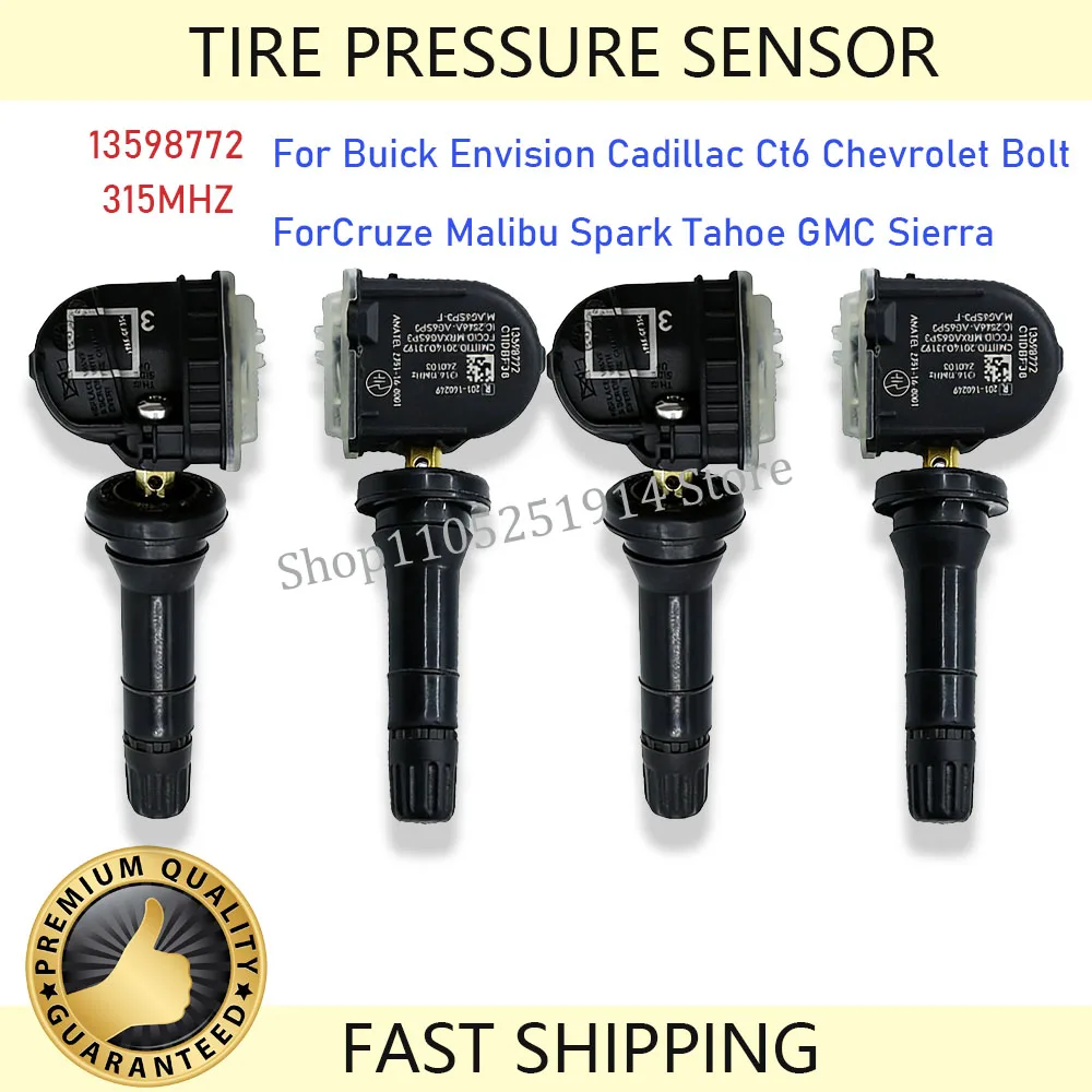 

TIRE PRESSURE MONITOR SENSOR 13598772 315MHz For Buick Envision Cadillac Ct6 Chevrolet Bolt Cruze Malibu Spark Tahoe GMC Sierra