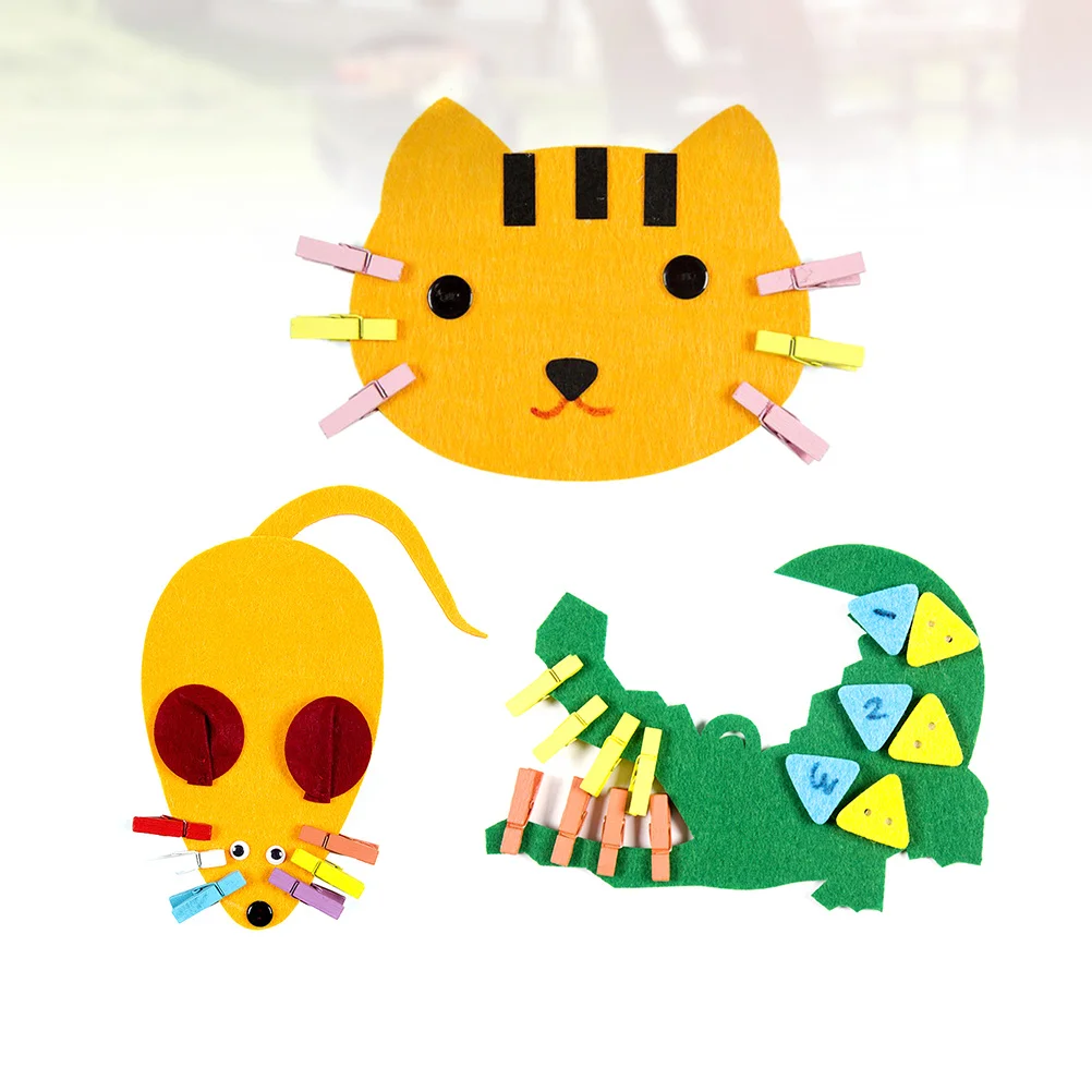 3 szt. Materiały do samodzielnego wykonania klipsów dla dzieci, zabawka edukacyjna dla najmłodszych, wzór z kreskówki, idealna do nauki dla małych dzieci, pomoc dydaktyczna.