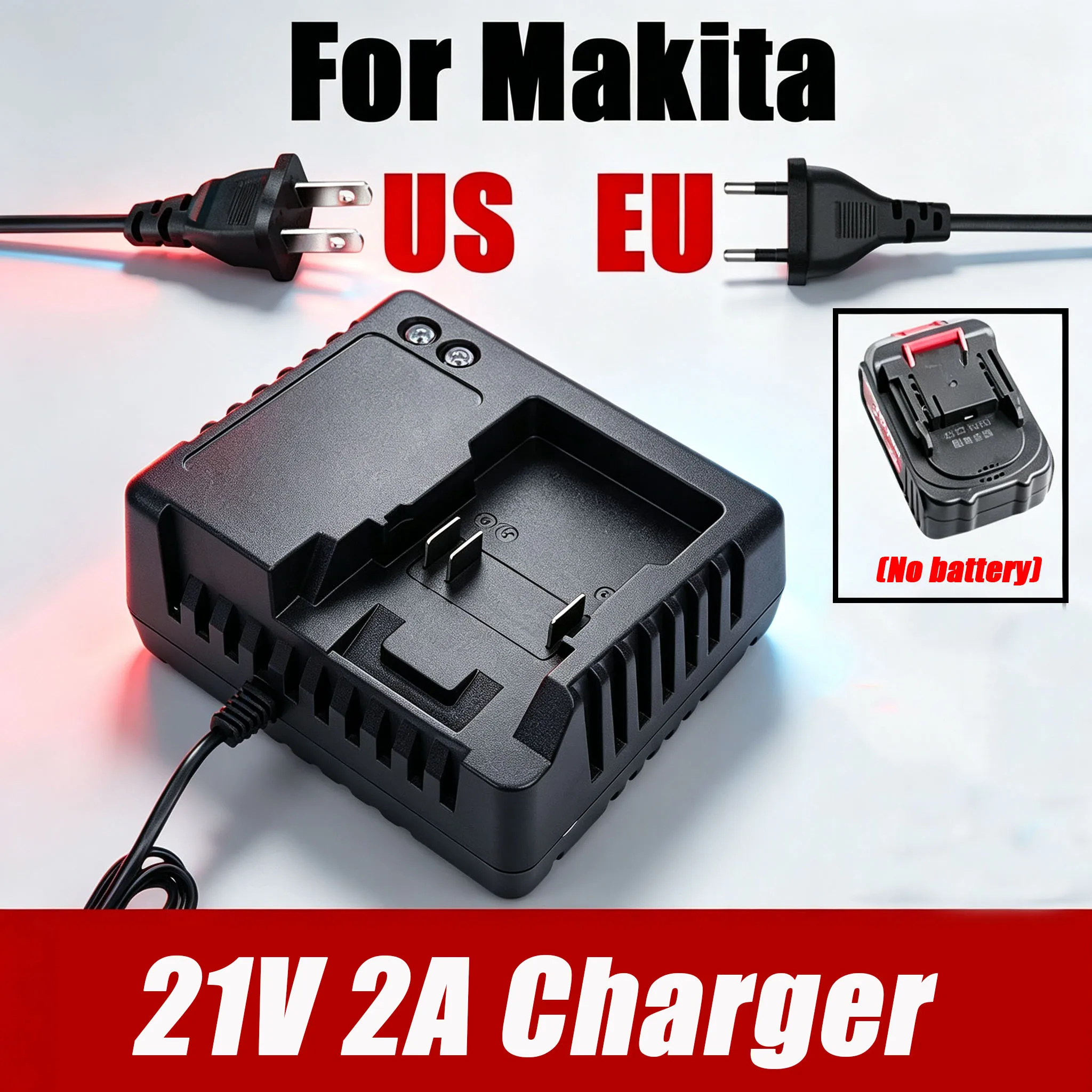 2A Fast Charger 18V 21V Li-ion Battery Charger for Makita BL1415 BL1815BL1830 BL1850 Electric Drill Power Tools EU US Plug