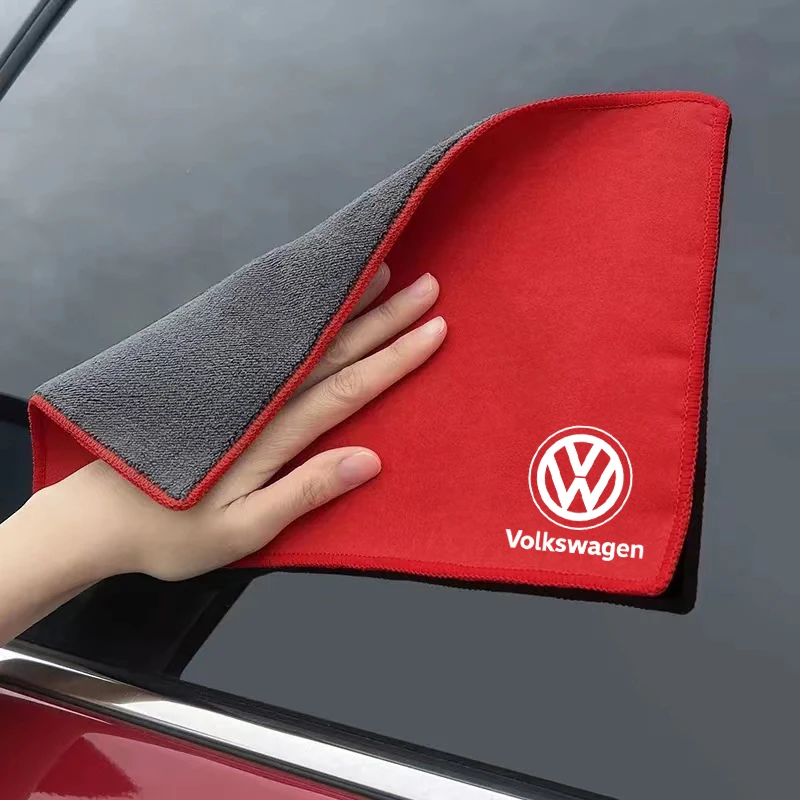 Suede Car Logo Towel Microfiber Cleaning Drying Rag Cloth For VW Golf Tiguan Jetta Transporter Passat GTI Polo Touran Arteon GTD