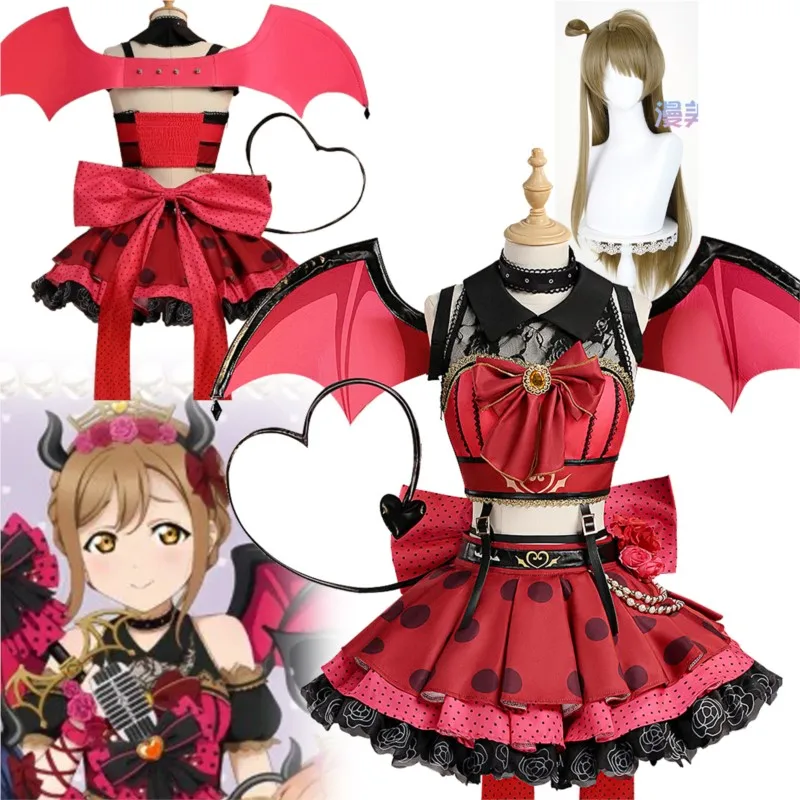 

Минами Котори Маленький Дьявол Аниме Lovelive Косплей Милинский Красное Платье Крылья Лолиты Женщина Девушка Парик Одежда для Хэллоуина