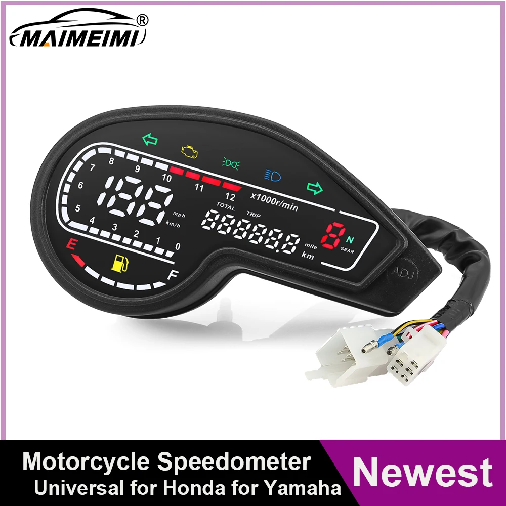 LCD-Tachometer, Motorrad-Messgerät, digitaler LED-Drehzahlmesser, Kilometerzähler, Racer-Instrumententafel mit Blinker, Strahl, Kraftstoffanzeige