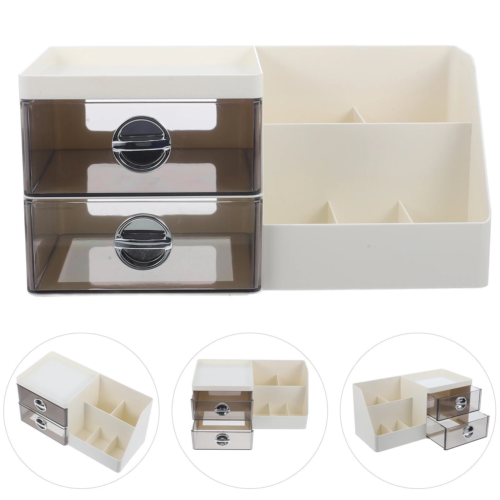 

Storage Box Drawer ganizer Gray White Makeup Table Dresser Desktop Tray Efficient Solution Clear Design Compartments