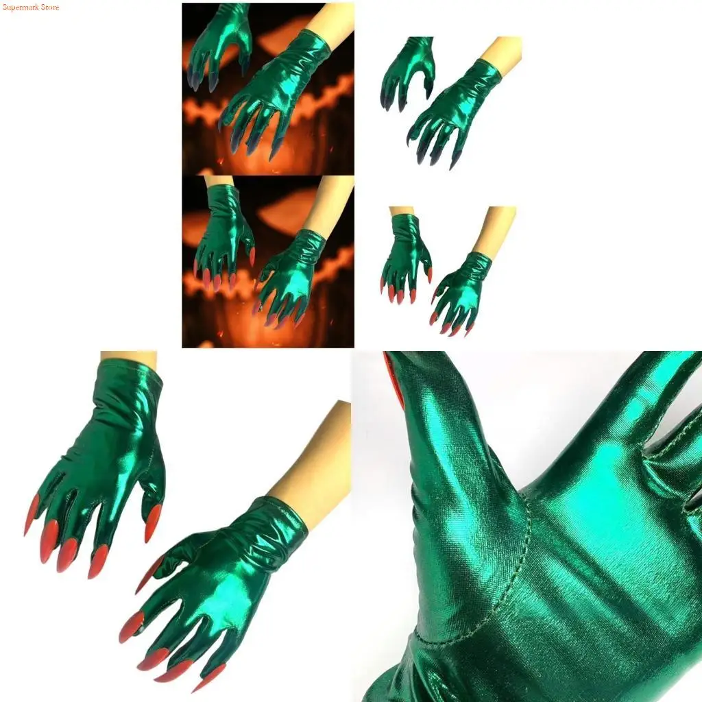 Q5WE 1pair Devil Long Mittens Evening Gloves Fashionable Nails Guard Gloves for Parties and Special Moment