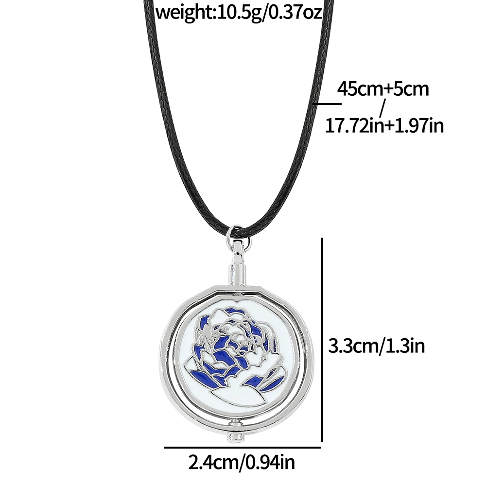 Jinx Blue Rose Rotatable Charm Metal Necklace - Arcane Season 2 & LOL Game Inspired Pendant Jewelry for Cosplay Accessories view 6