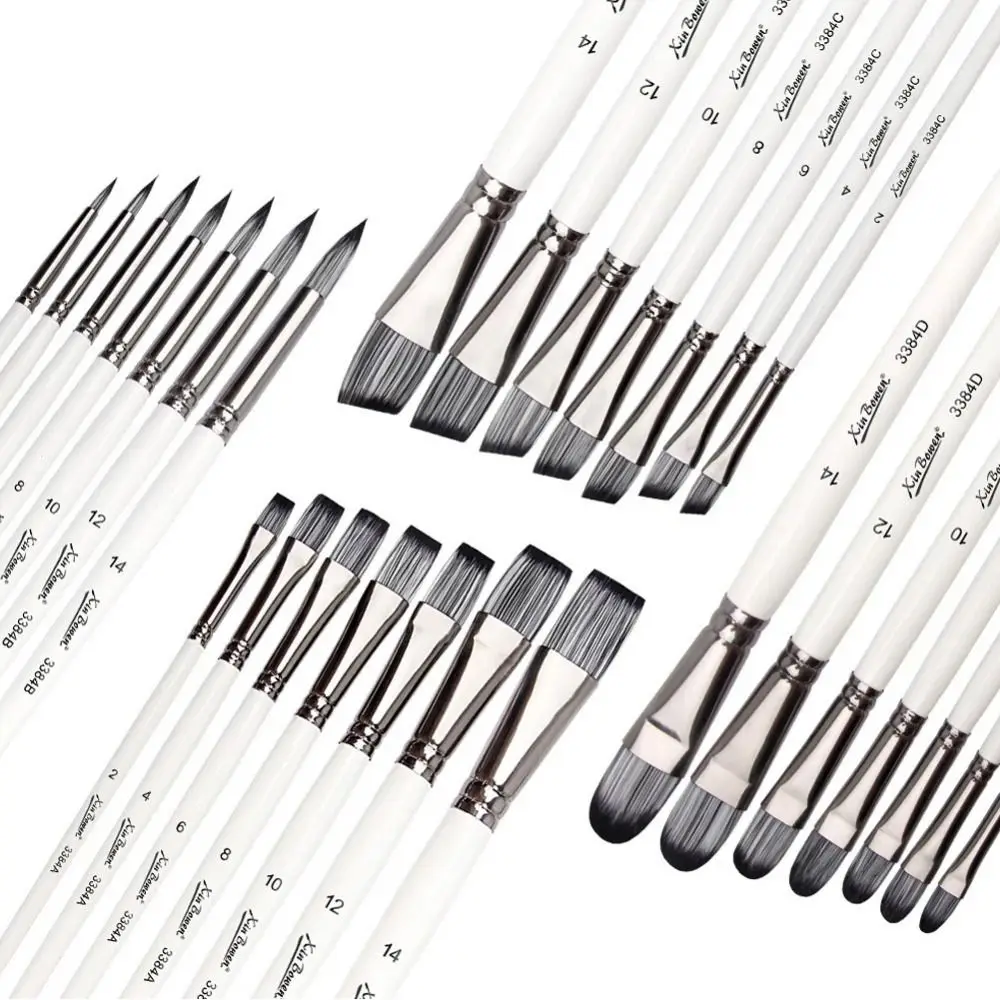 7Pcs/set Multifunctional Painting Brushes Set Nylon Hair Portable Acrylic Oil Brushes Easy To Hold White Art Paint Brushes