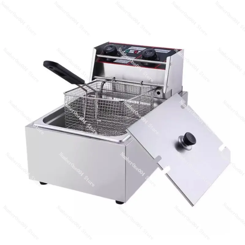 

220V Fried Pan Commercial Electric Fryer Large Capacity Thickened French Fries Deep-fried Dough Sticks Single Double Cylinder