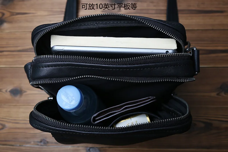 NZPJ Herren-Umhängetasche, Oberschicht, Rindsleder, Trend-Umhängetasche, Leder, lässig, Jugendmode, Herrentasche, geeignet für 10-Zoll-iPad – Detail 14