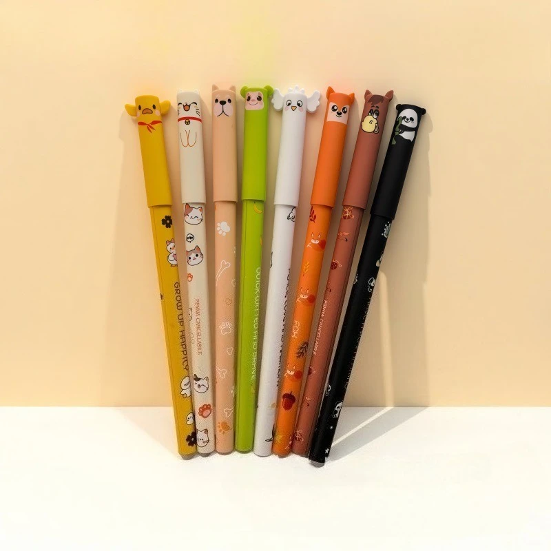 Ein Set mit 8 tierförmigen, radierbaren Gelstiften mit einer 0,5-mm-Feinspitze, perfekt zum Notieren und Schreiben, süße Stifte. – Detail 2