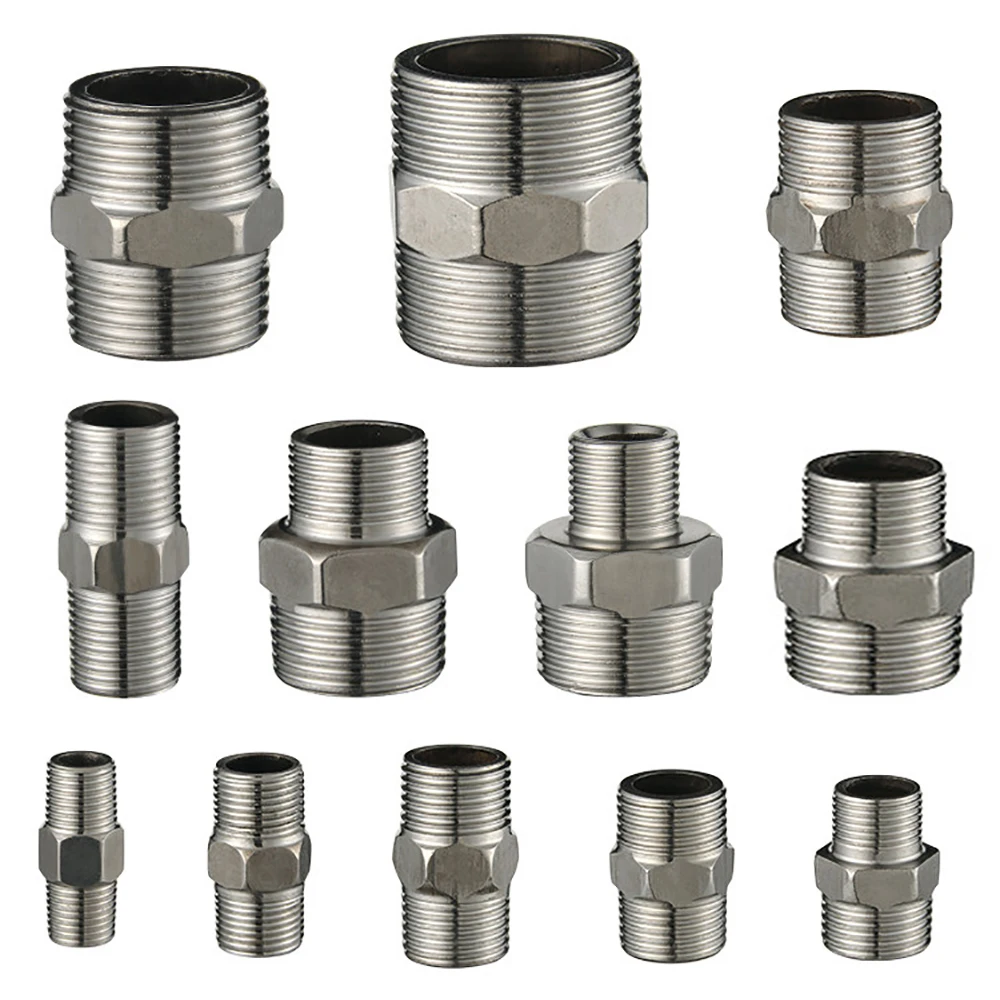 

Male Thread 1/8 1/4 3/8 1/2 3/4 1" 1.2" Hex Nipple Union 201 Stainless Pipe Fitting Connector Coupler water oil Thread Adapter