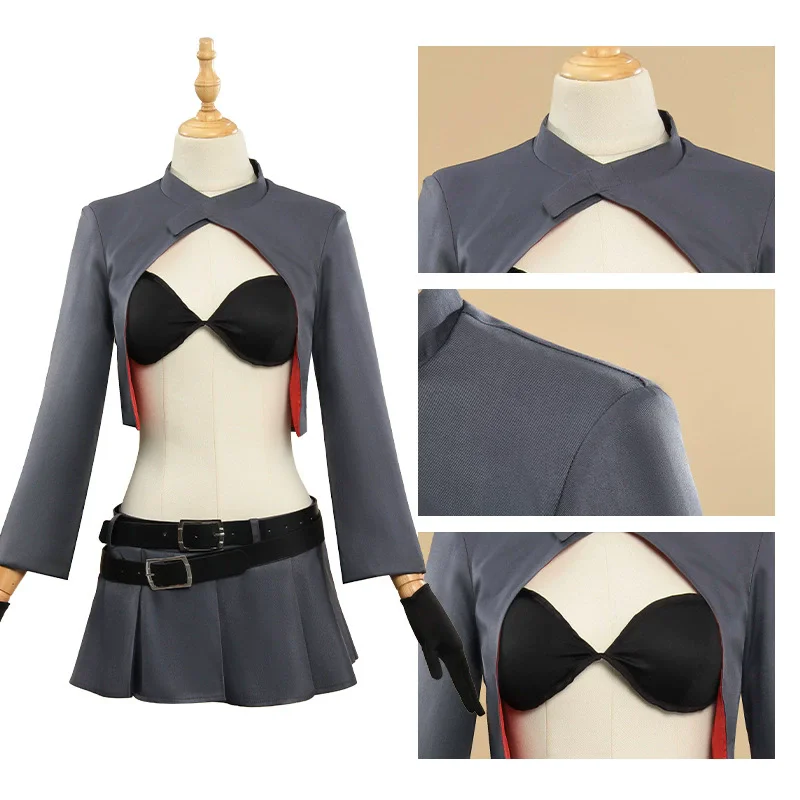 Disfraz de Anime Noragami Bishamon, chaqueta gris, falda, sombrero, peluca, mujer, traje Sexy de Carnaval y Halloween