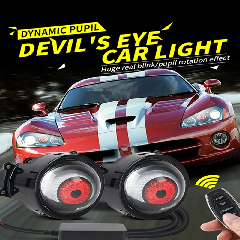 3 inch 3D Lens Dynamic Devil Eye Light 33 Modes Modified Eagle Eye Light with remote control Retrofit Kits Headlight Assembly
