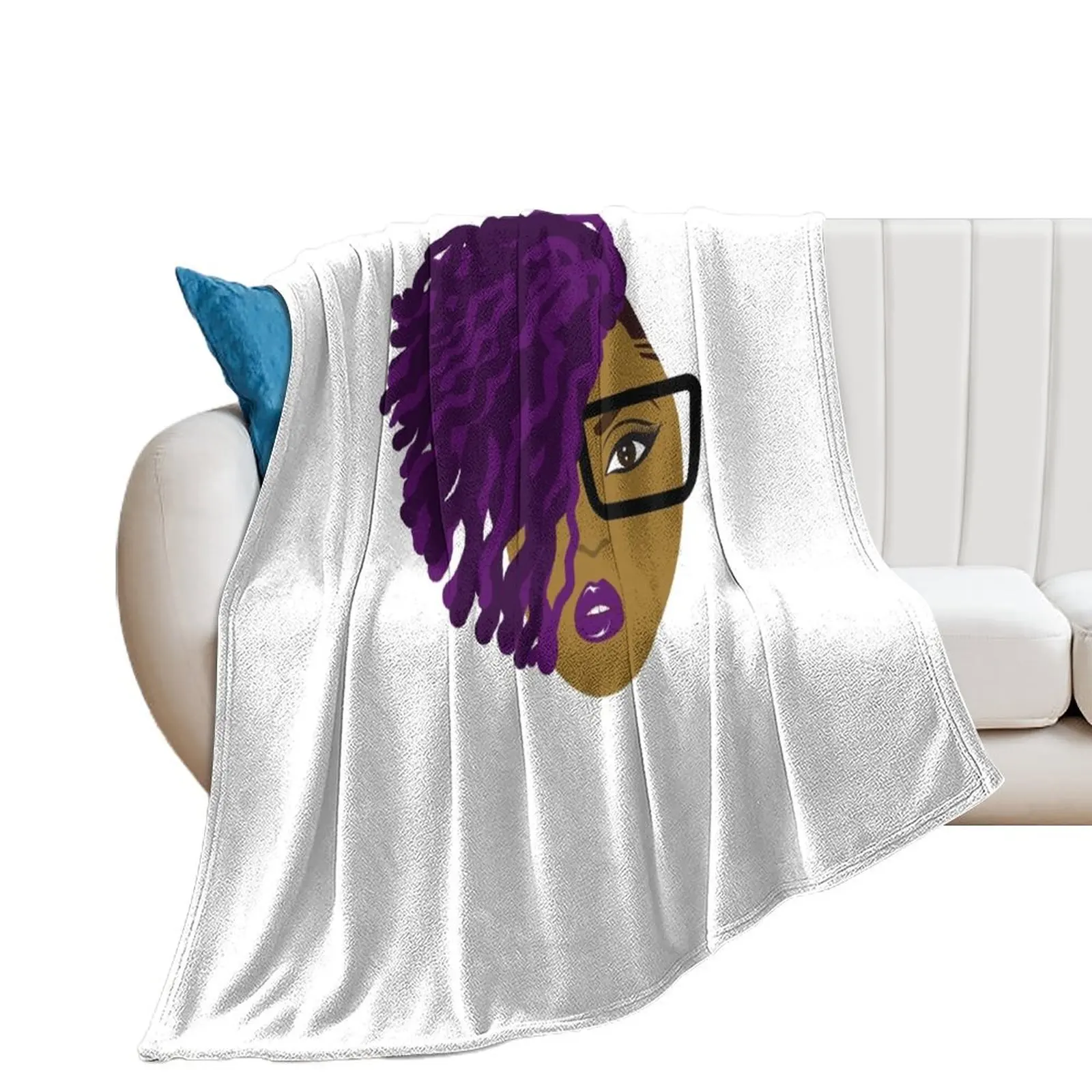 Purple Natural Hair Twists / Dreadlocks or Locs Sisterlocks Throw Blanket for sofa Decorative Beds Blankets