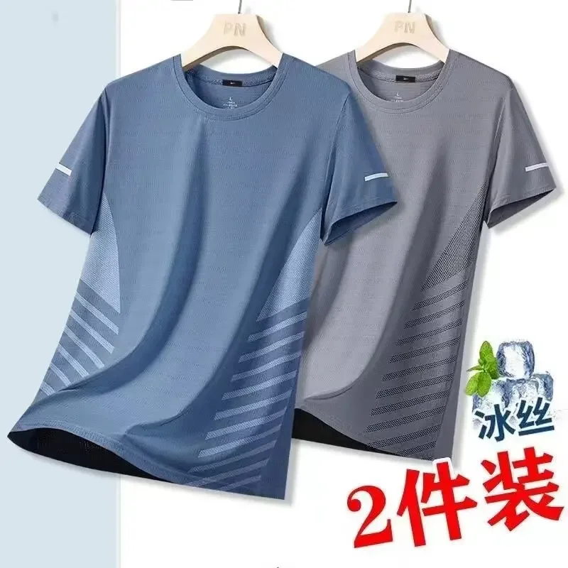 Summer Breathable Men Running T-shirt Fitness Sports Top Gym Training Jogging Casual Sportswear Sport Compression T Shirt Men