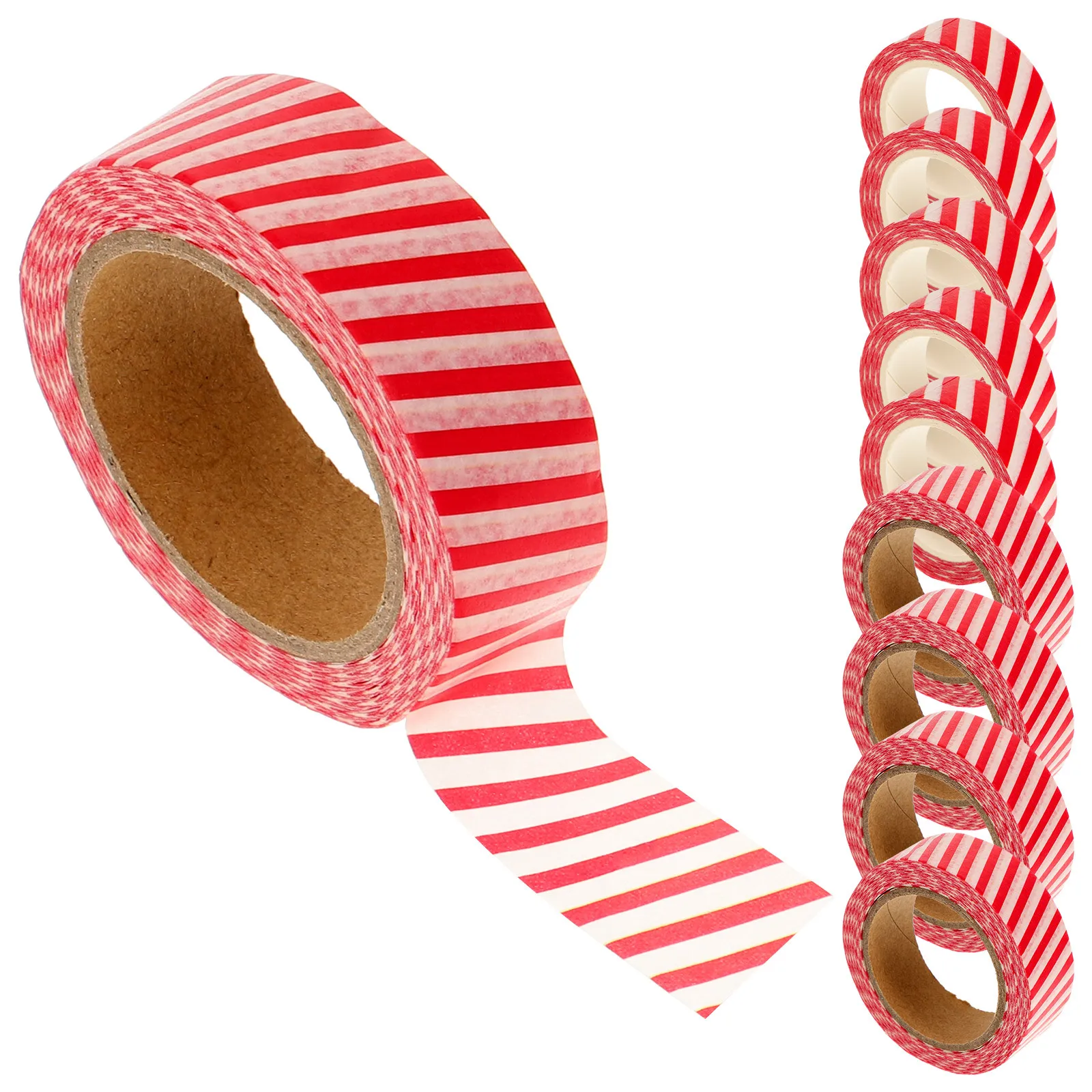 

10 Rolls Xmas Paper Tapes Adhesive Decorative Tapes for DIY Christmas Gift Box Wrapping Calendar Scrapbook Decoration Supplies