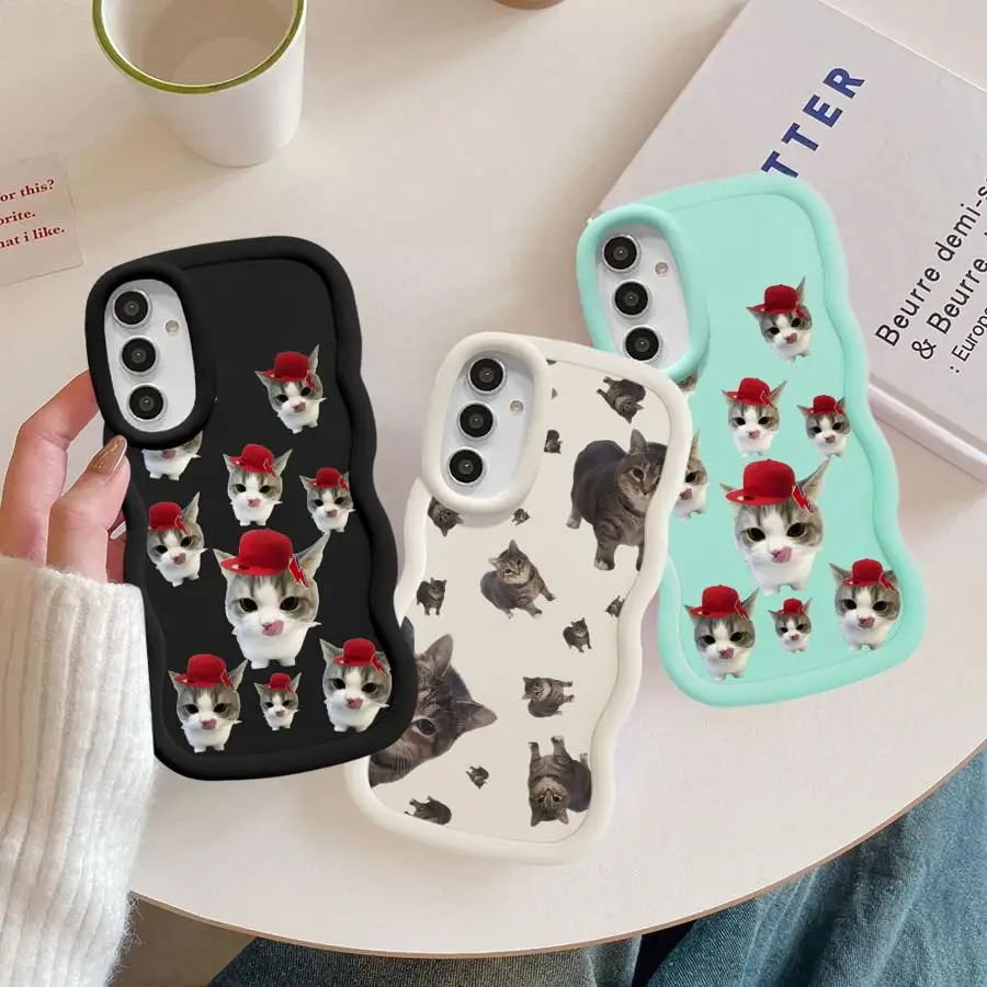 Case for Samsung Galaxy A06 A30 A05 A55 A04 A02s A50 A20 A51 A73 A03 A52 Soft Phone Cover Cute Cat Art