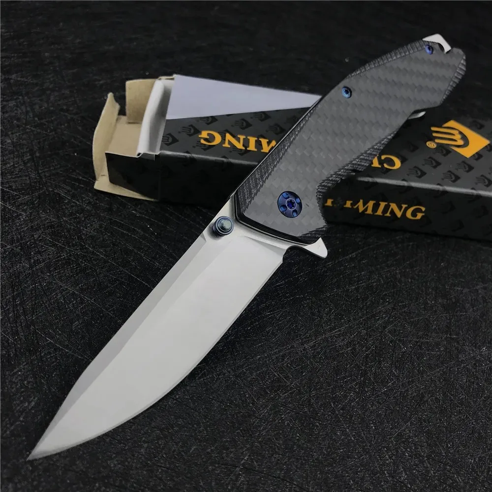 Folding Knife Carbon Fiber Handle Camping Hunting Pocket Knife 8Cr13MoV Steel Titanium Outdoor Survival Knives Kitchen Knife