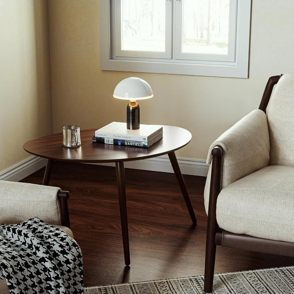 Small Oval Coffee Table, Mid Century Modern Coffee Table for Living Room, Minimalist Display Small Side End Table, Easy Assembly