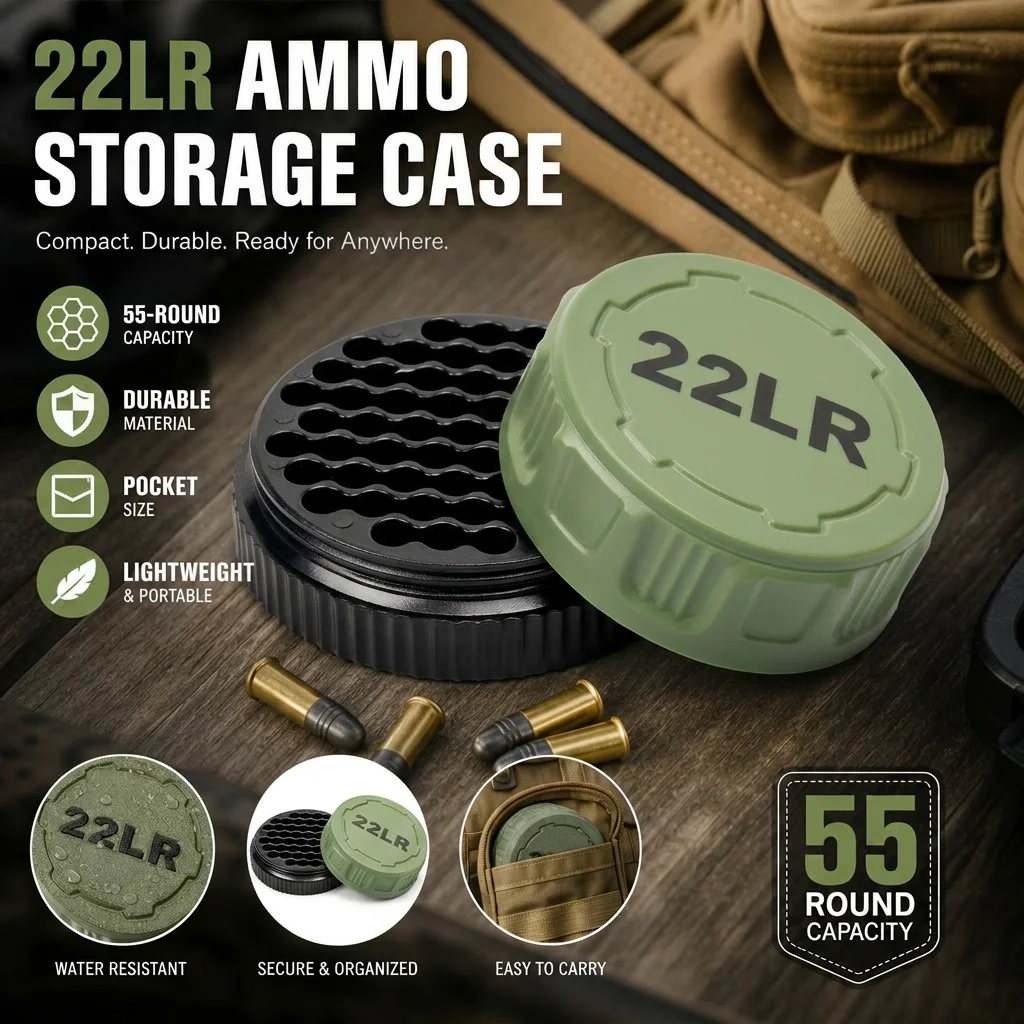 A Compact Storage Case Capable of Holding 55 .22LR Rounds—Convenient for Carrying to the Shooting Range.