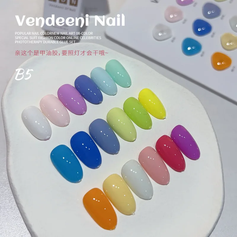 VENDEENI 18 colors Macaron Nail gel set Nail salon 2024 New Professional Hot sale Non-toxic UV gel Nail Art Kit Custom Wholesale