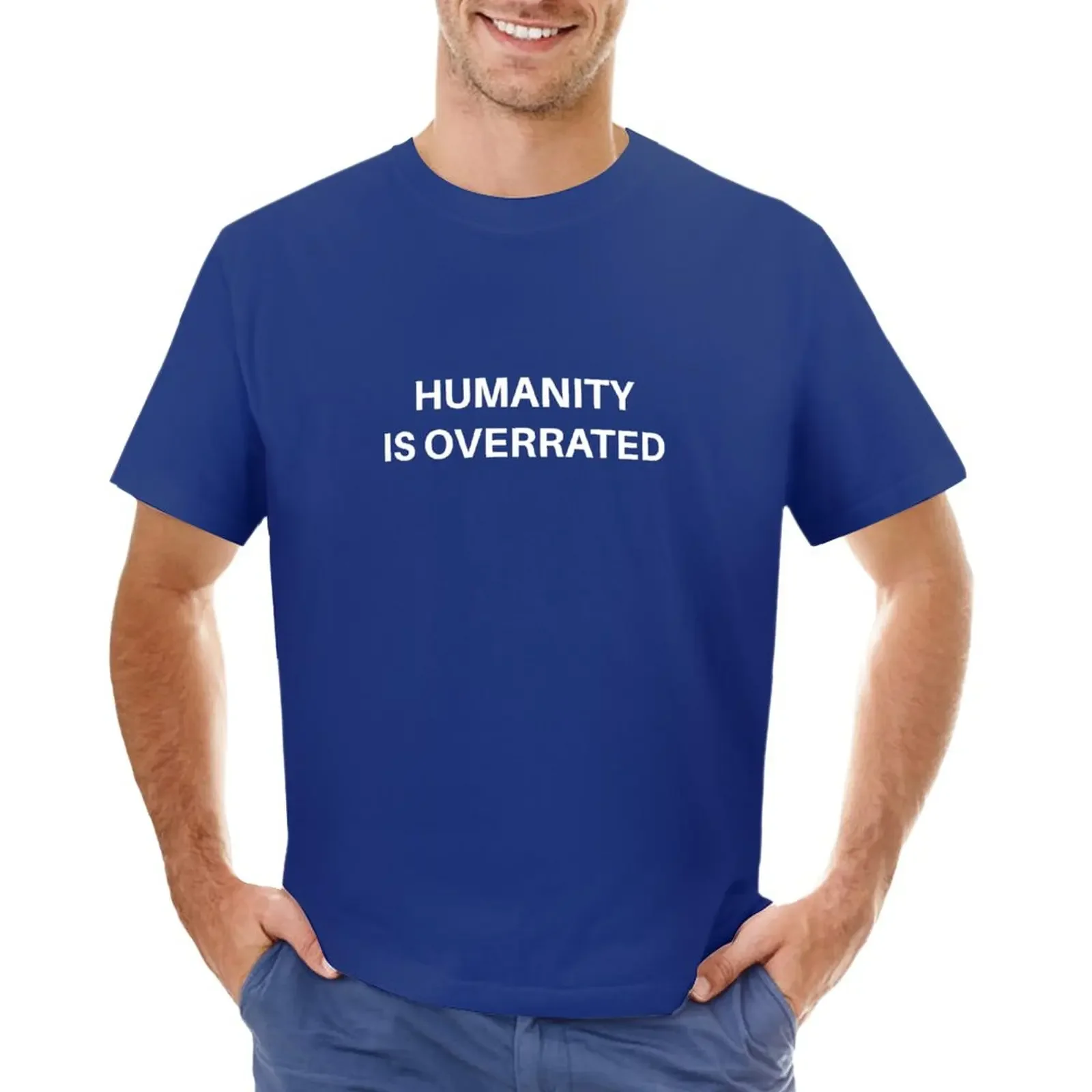 T-shirt imprimé animal pour hommes, Humanity Is Overrated, Anime Clothes, Boys, Heavyweight Male Cartoon, Lomg and Tees, Nouveau