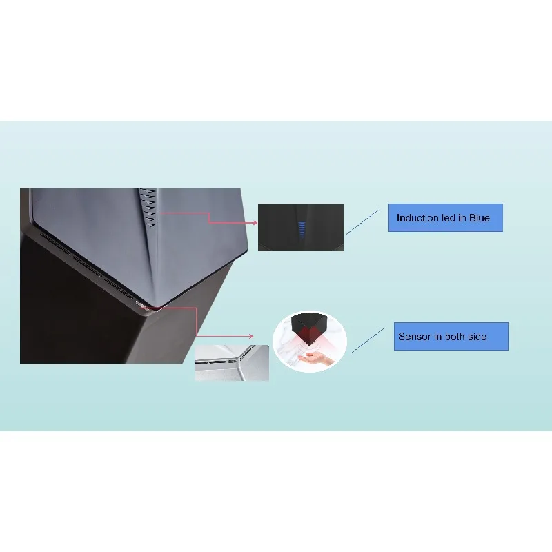 مجفف يدوي كهربائي أوتوماتيكي مثبت على الحائط ABS أسود على شكل حرف V للفنادق والأسرة #4