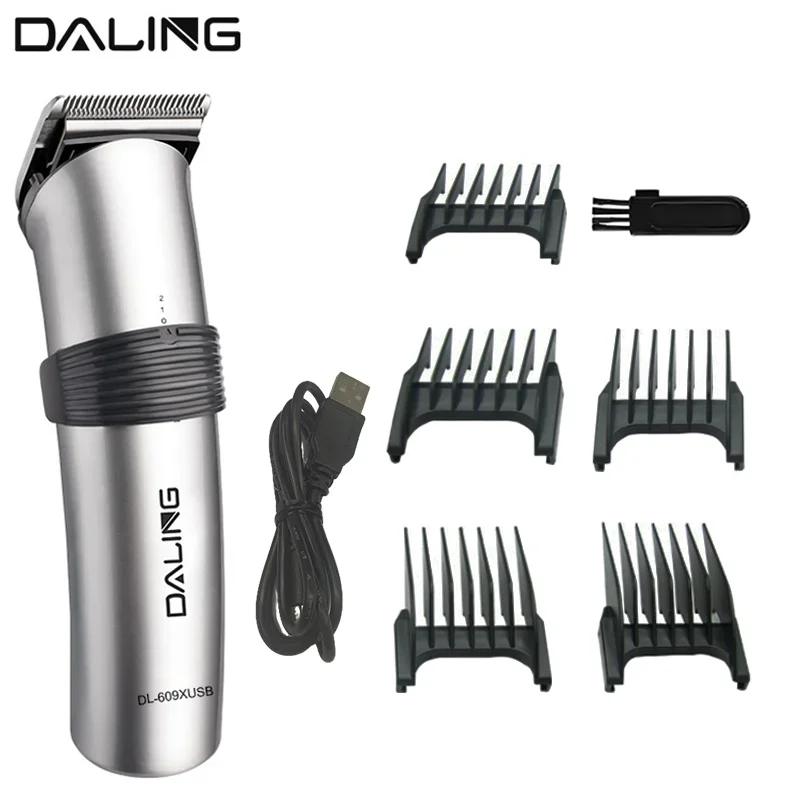 DALING DL-609XUSB rechargeable high-power hair clipper, professional men's oil head carving cordless electric hair clipper