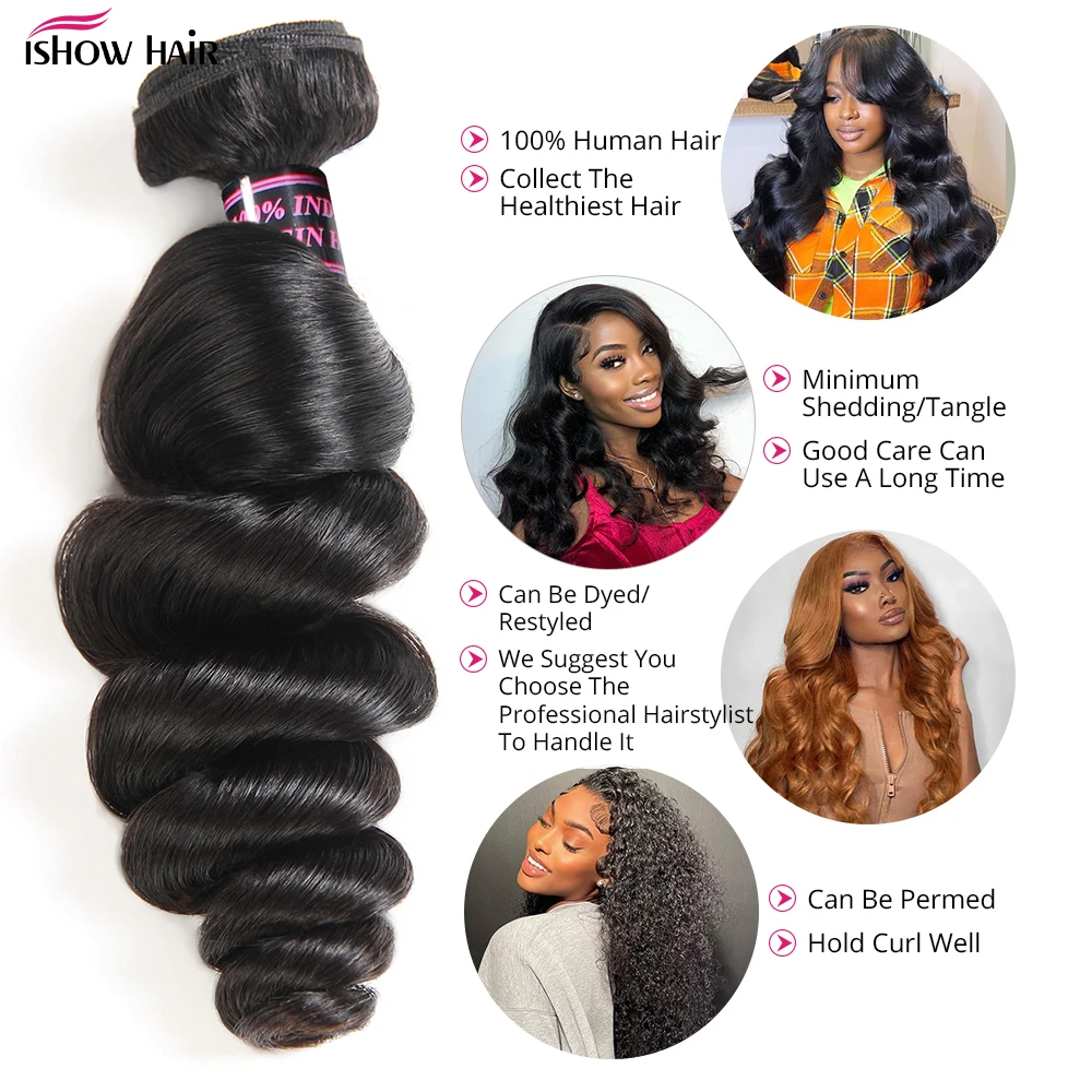 30 Inch Loose Wave Human Hair Bundles Brazilian Human Hair Bundles 1/3/4 /Pcs Natural Black 100% Human Hair Extension For Women