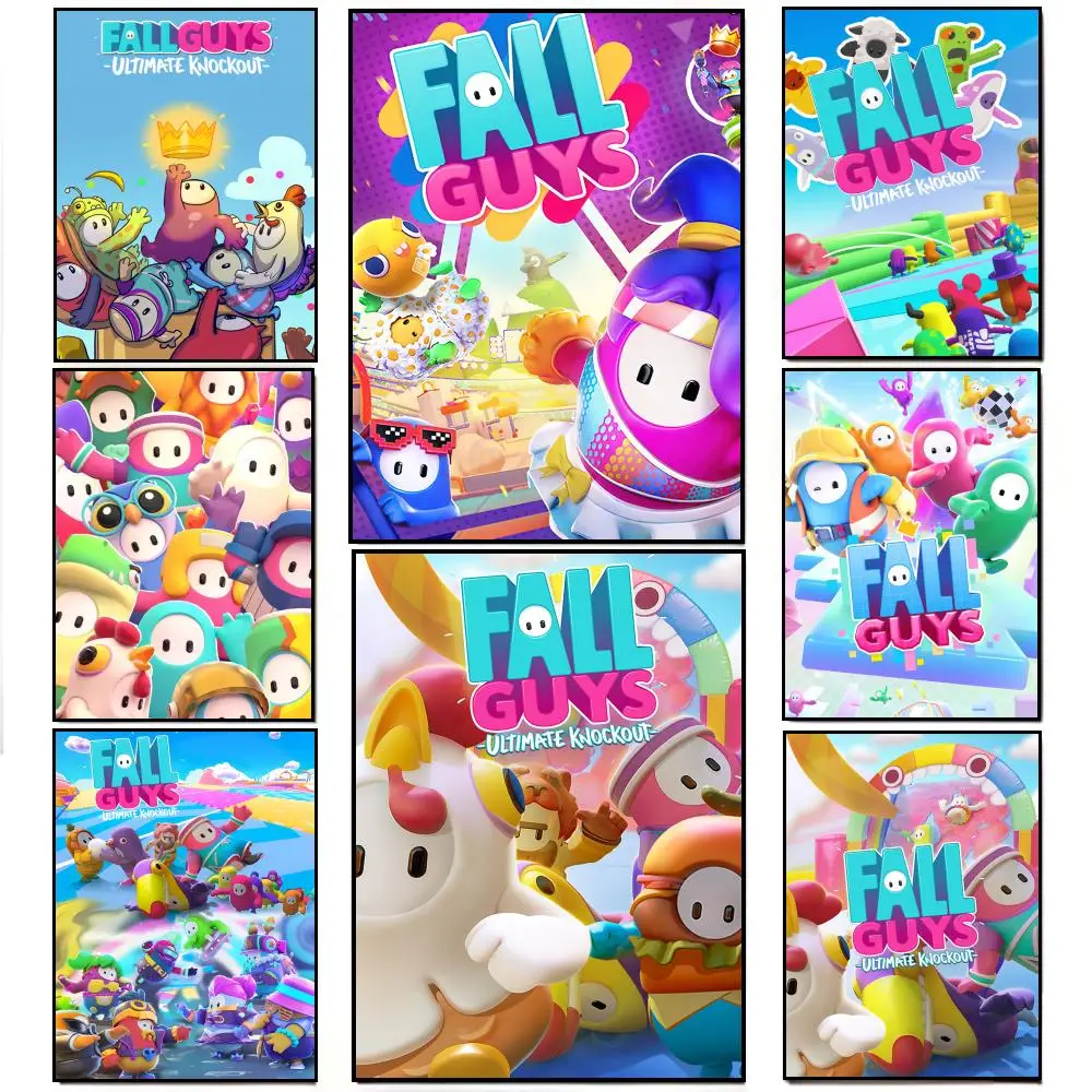 Battle Royale Party Game F-Fall Guys Poster Poster HD  Waterproof Wall Sticker Bar Living Room Decor Gift