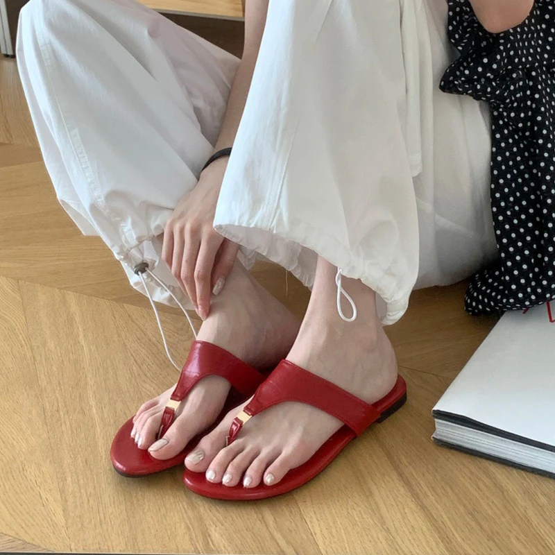 

Flat-bottomed Women's Flip-flops 2026 Summer New All-match Open-toed Feet Wear Sandals Female Casual Comfortable Women SLippers